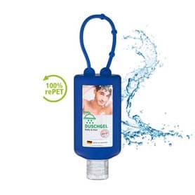Duschgel "Body & Hair", 50 ml Bumper blau, Body Label (R-PET)