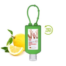 Handreinigungsgel, 50 ml Bumper grün, Body Label (R-PET)