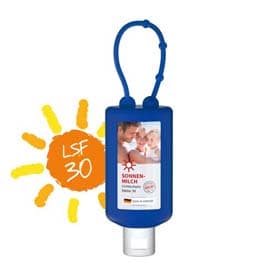 Sonnenmilch, 50 ml Bumper blau, Body Label (R-PET)