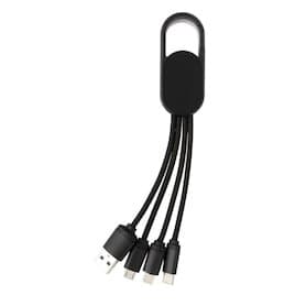 4-in-1 Kabel mit Karabiner-Clip, schwarz