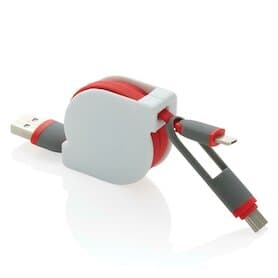 3-in-1 ausziehbares Kabel, rot