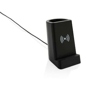 Light Up Logo 5W Wireless Charging Stiftehalter, schwarz