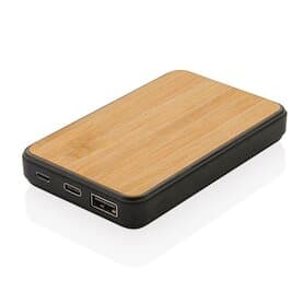 Bambus 5.000 mAh Fashion Pocket Powerbank, schwarz