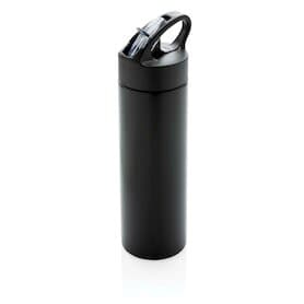 Sport Edelstahlflasche mit Trinkvorrichtung, schwarz