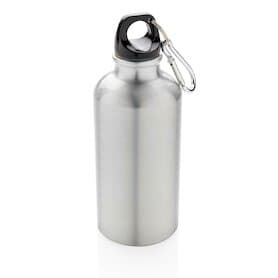 Aluminium Sportflasche mit Karabiner, silber