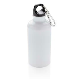 Aluminium Sportflasche mit Karabiner, weiß