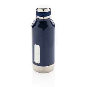 Auslaufsichere Vakuumflasche mit Logoplatte, blau