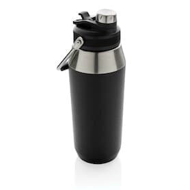 1L Vakuum StainlessSteel Flasche mit Dual-Deckel-Funktion, schwarz