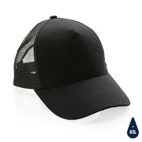 Impact AWARE™ 190gr Brushed rCotton 5 Panel Trucker-Cap, schwarz