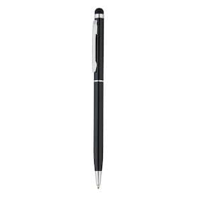 Schlanker Aluminiumkugelschreiber mit Stylus, schwarz