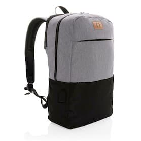 Moderner 15.6" USB & RFID Laptop-Rucksack, PVC-frei, schwarz