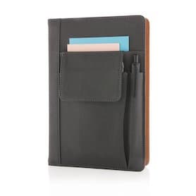 Notizbuch mit Telefontasche, schwarz