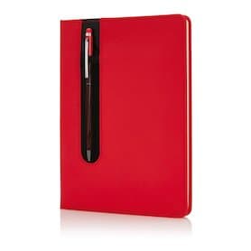 Basic Hardcover PU A5 Notizbuch mit Stylus-Stift, rot