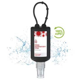 Hände-Desinfektionsspray (DIN EN 1500), 50 ml Bumper schwarz, Body Label (R-PET)