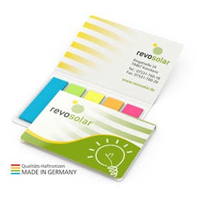 Memo-Card Papiermarker green+blue inkl. 4C-Druck