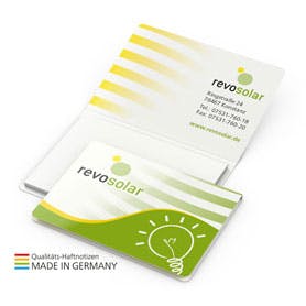 Memo-Card Haftnotiz green+blue inkl. 4C-Druck