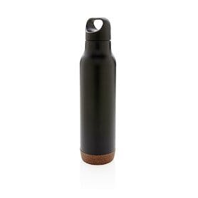 Auslaufsichere Vakuum-Flasche mit Kork, schwarz