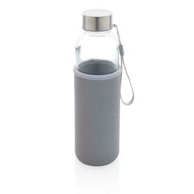 Glasflasche mit Neopren-Sleeve, grau