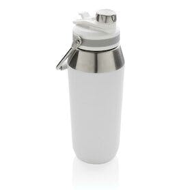 1L Vakuum StainlessSteel Flasche mit Dual-Deckel-Funktion, weiß