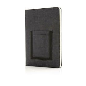 Deluxe A5 Notizbuch mit Telefontasche, schwarz