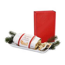 Geschenkset / Präsenteset: Christstollen im roten Geschenkkarton